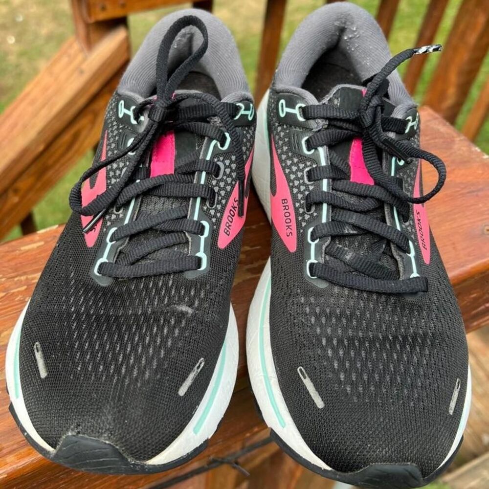 Brooks Women's 8.5 Ghost 14 Black Pink Road Trail Running Jog Sneakers